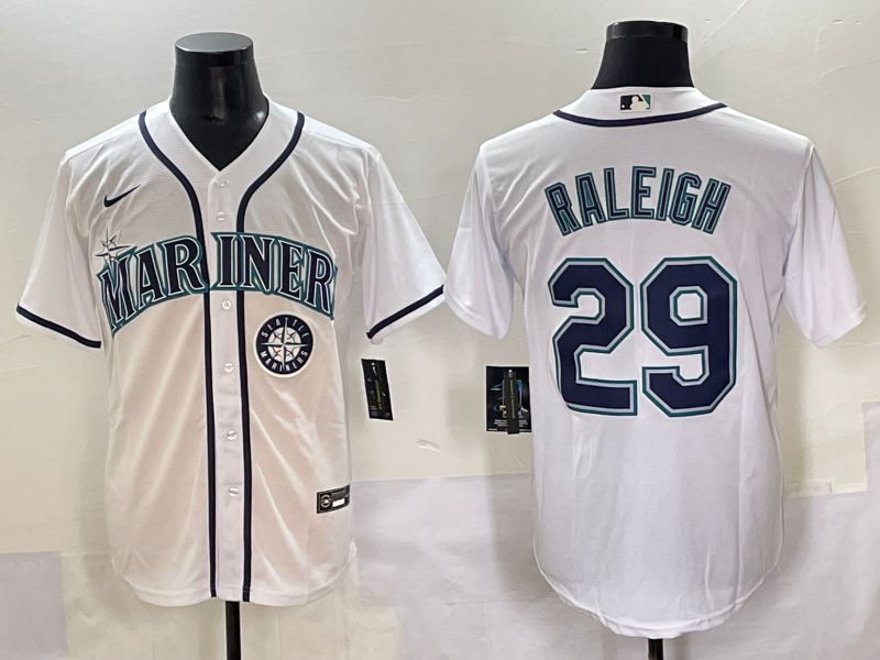 Men 2025 Seattle Mariners 29 Raleigh White Game Nike MLB Jersey style 7